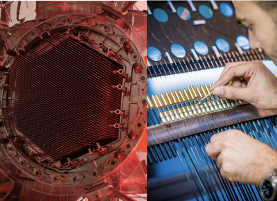 Image left: The AESOP deploying 2448 optical fibres. Credit: AAO/Rebecca Brown. Image right: AESOP assembly process. It took the AAO team several years to design, develop, test, and verify all of the instrument components. Credit: MQ/AAO